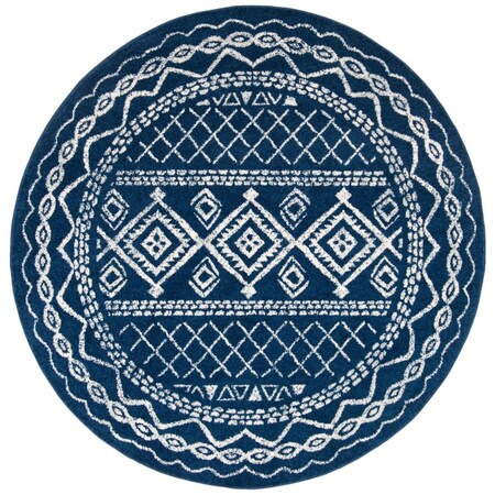 Flowers First 10 x 10 ft. Tulum Contemporary Round Power Loomed Rug; Navy & Ivory FL1881721